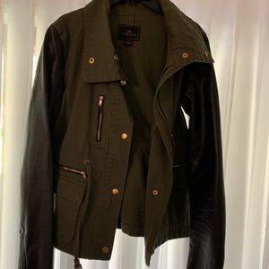Military green and leather jacket